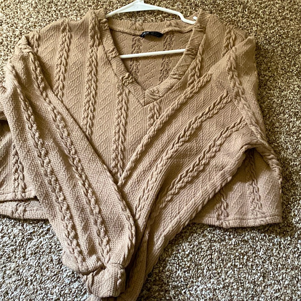 Brown shein cropped sweater